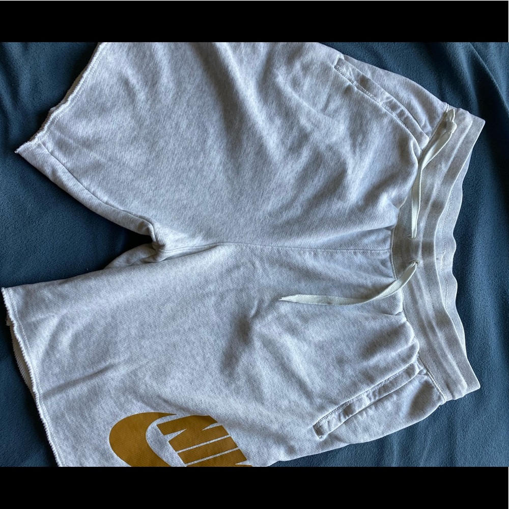 White and Gold Nike Sweatshorts